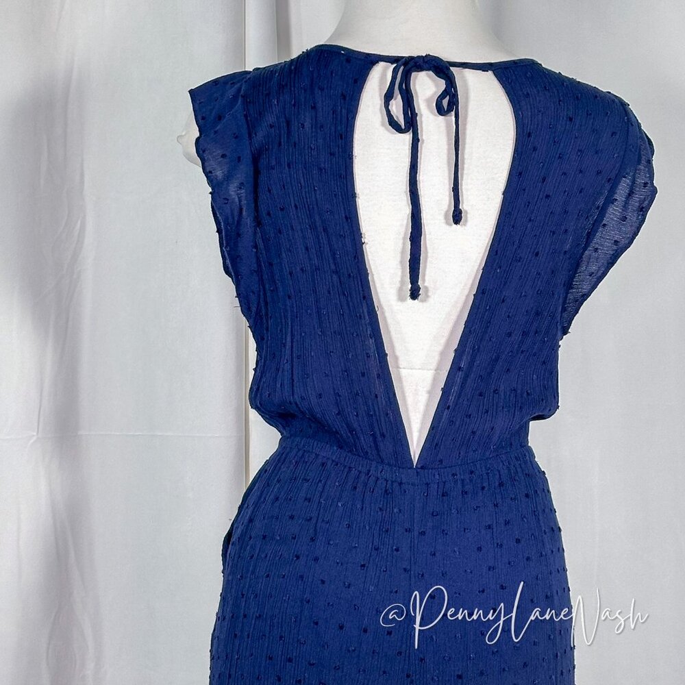 Style Rack Ruffle Sleeve Wide Leg Jumpsuit Blue - Picture 10 of 10